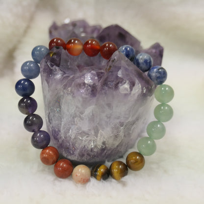 Chakra 8mm crystal bead bracelet