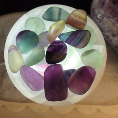 Fluorite tumble fire bowl