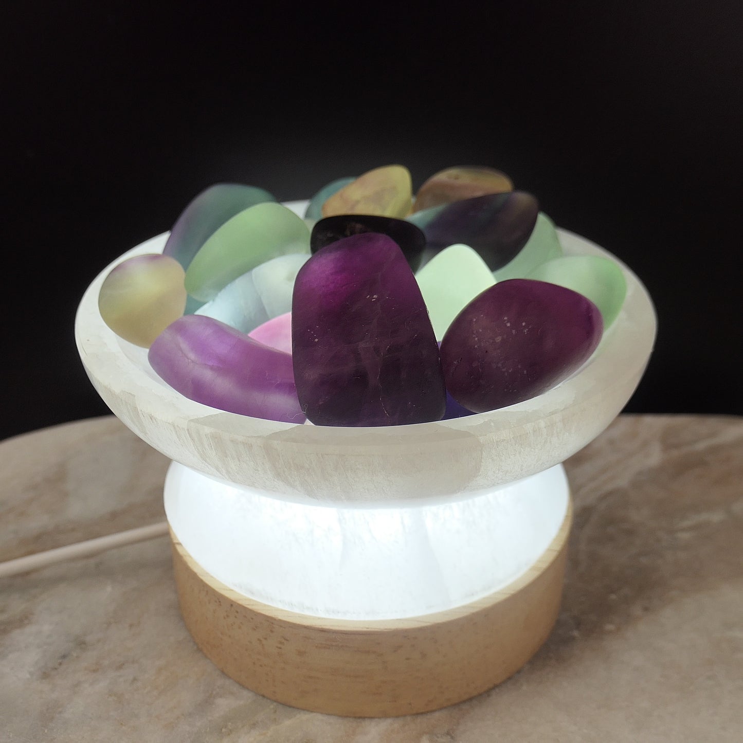 LED USB White Light Wooden Base
