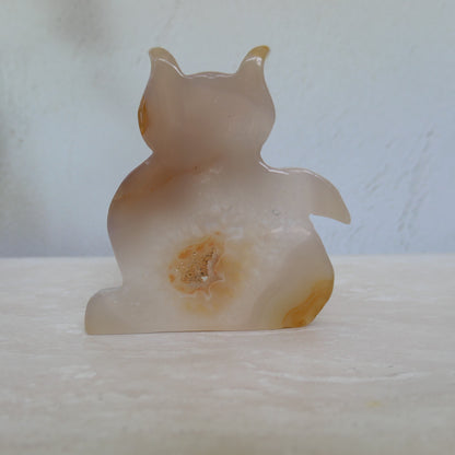 Druzy Agate Cat Carving