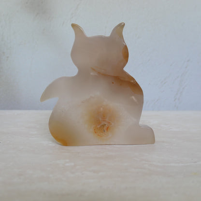 Druzy Agate Cat Carving
