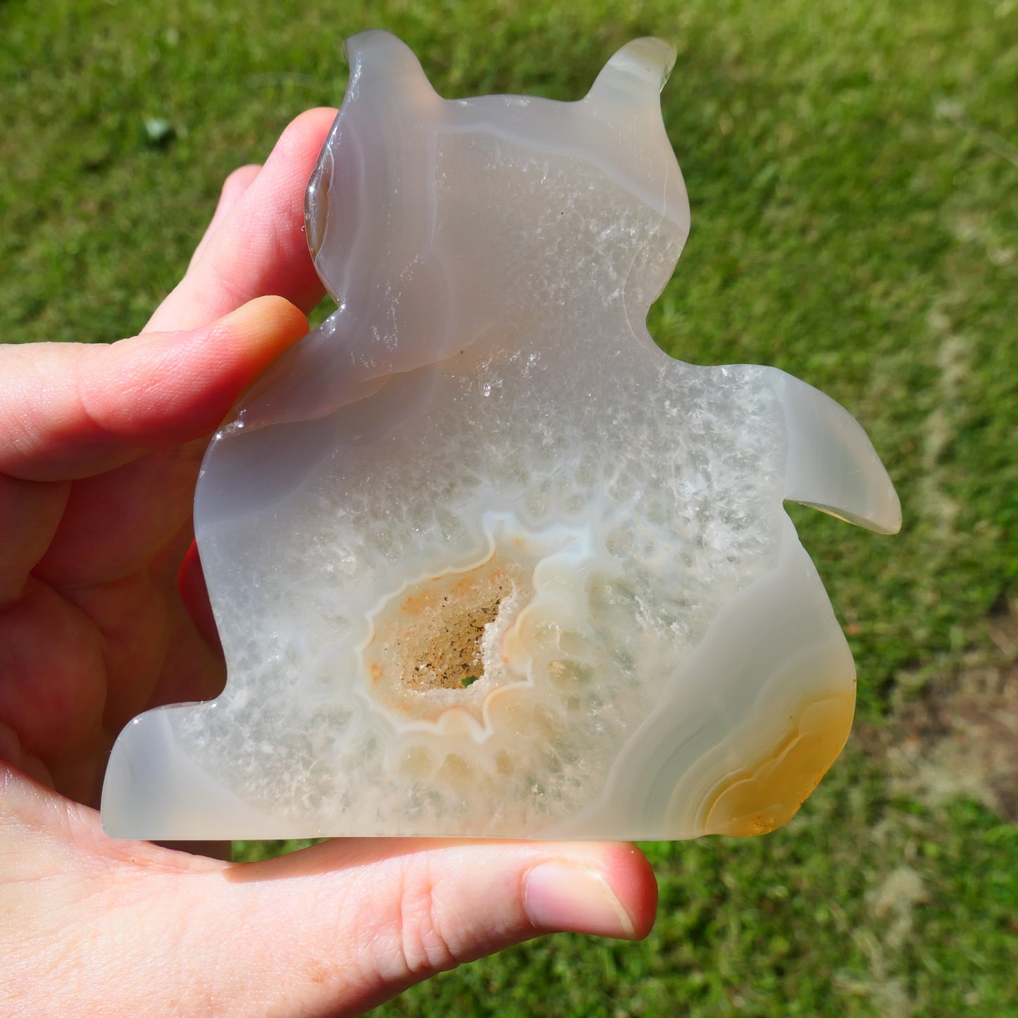 Druzy Agate Cat Carving