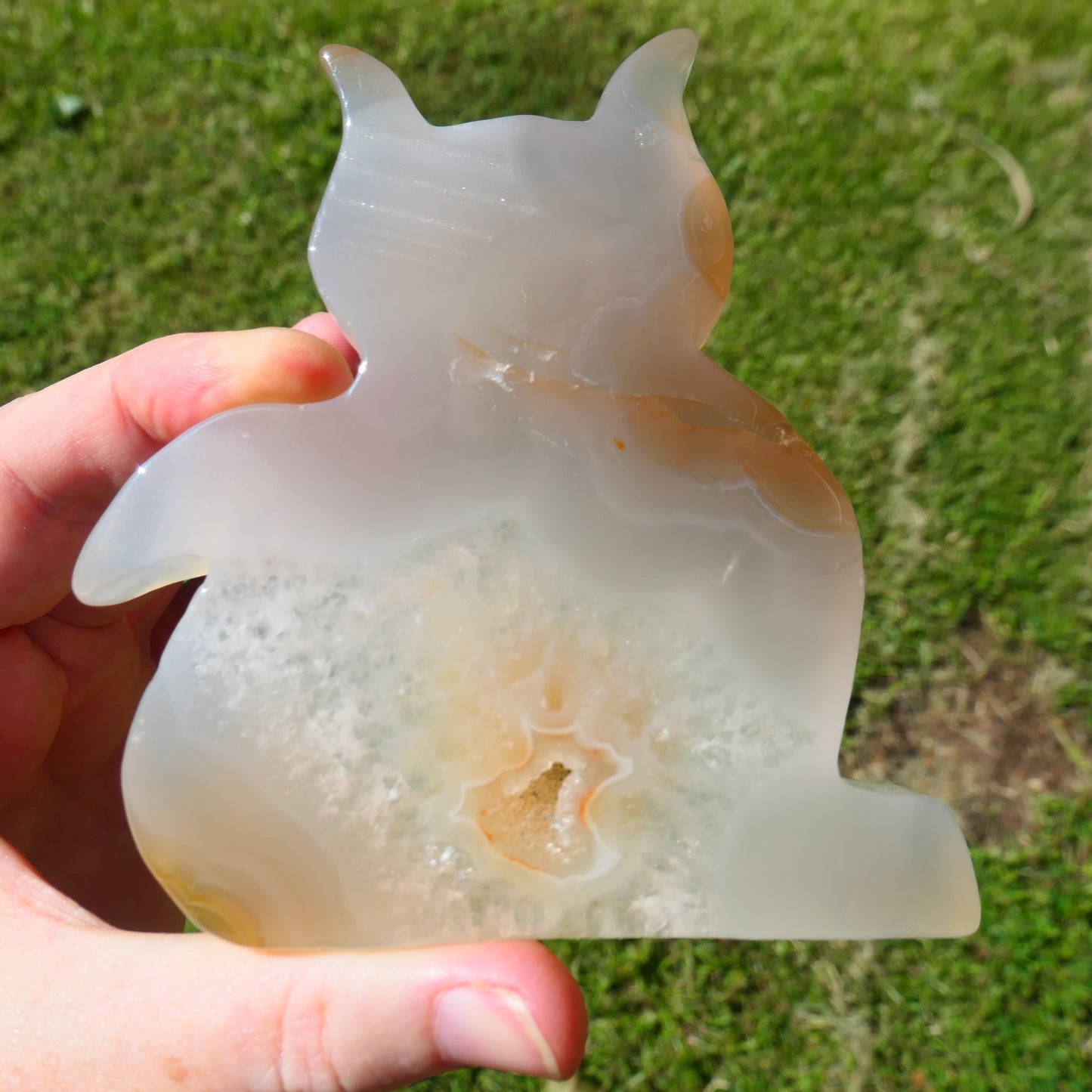 Druzy Agate Cat Carving