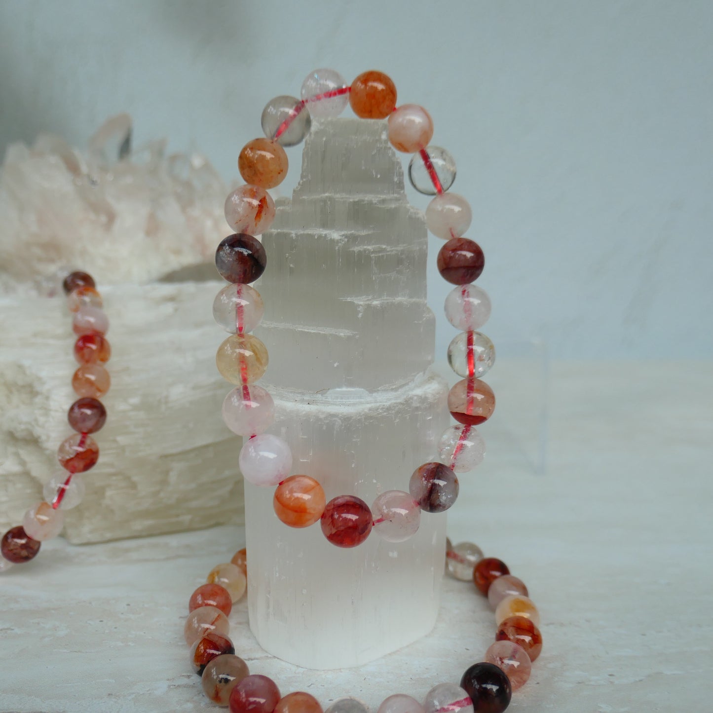 Fire Quartz Bead Bracelet 8mm