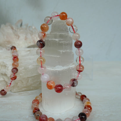 Fire Quartz Bead Bracelet 8mm