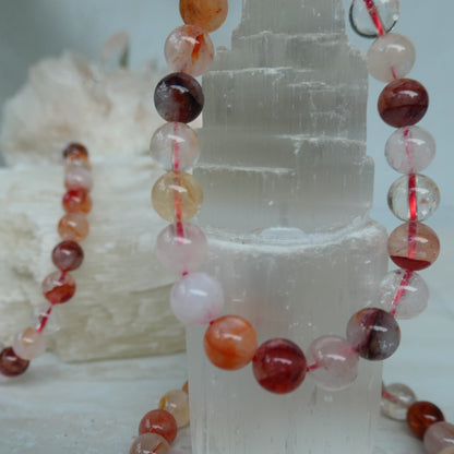 Fire Quartz Bead Bracelet 8mm