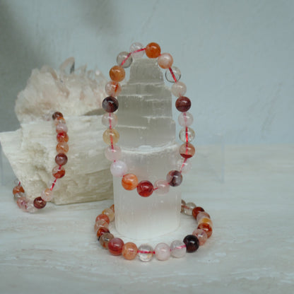Fire Quartz Bead Bracelet 8mm