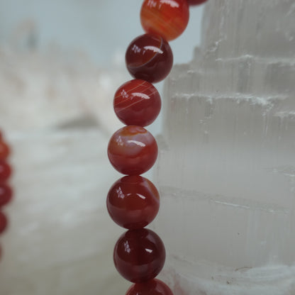 Carnelian Bead Bracelet 8 mm