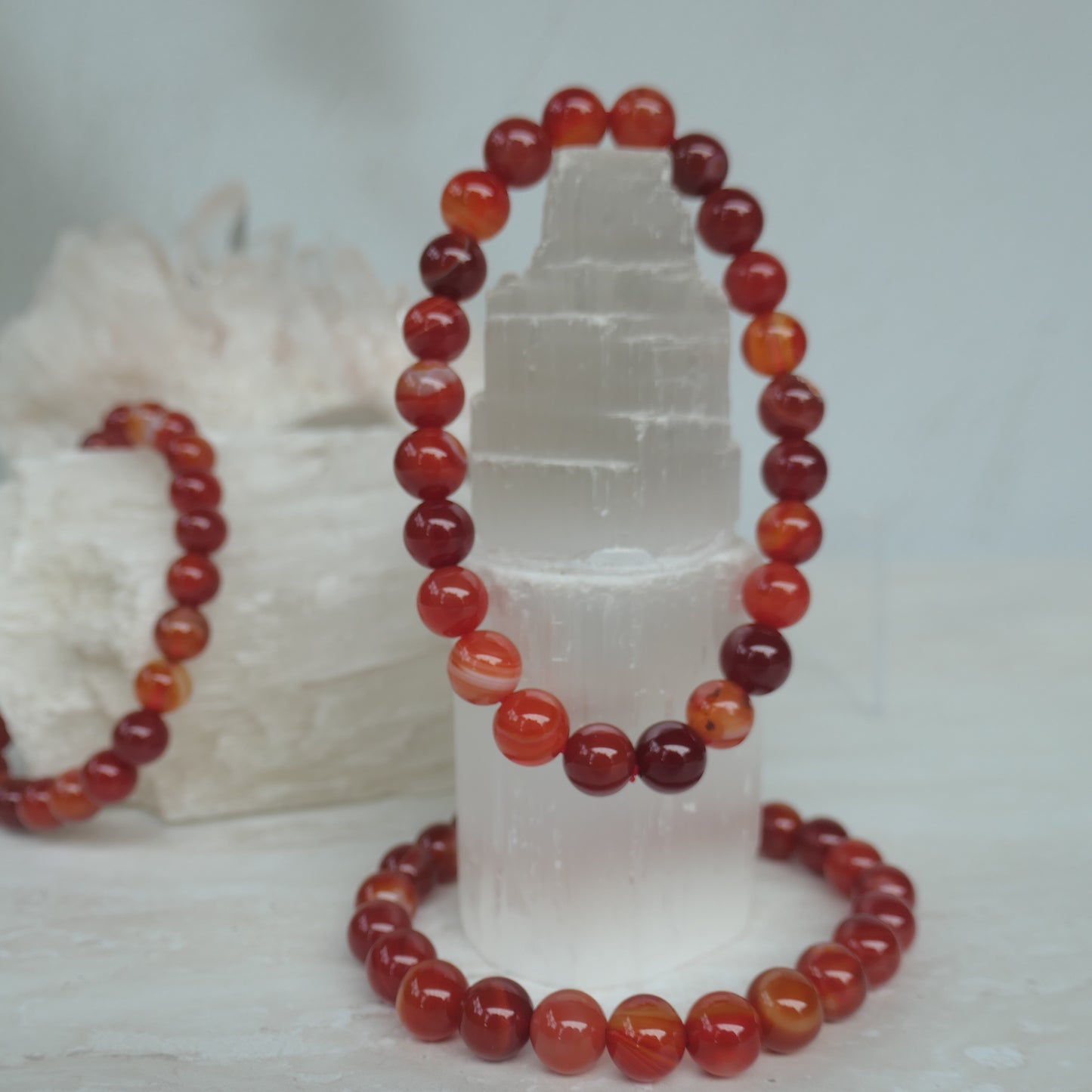 Carnelian Bead Bracelet 8 mm