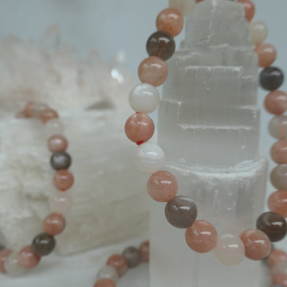 Mixed Moonstone 8mm Bead Bracelet