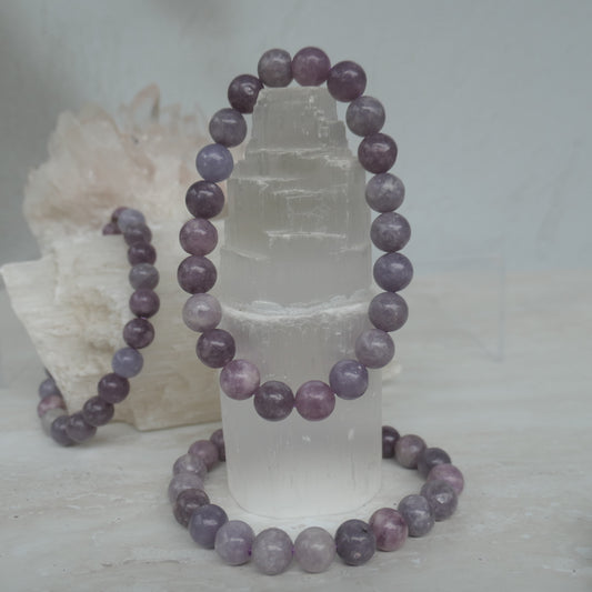 Lepidolite Bead Bracelet 8mm