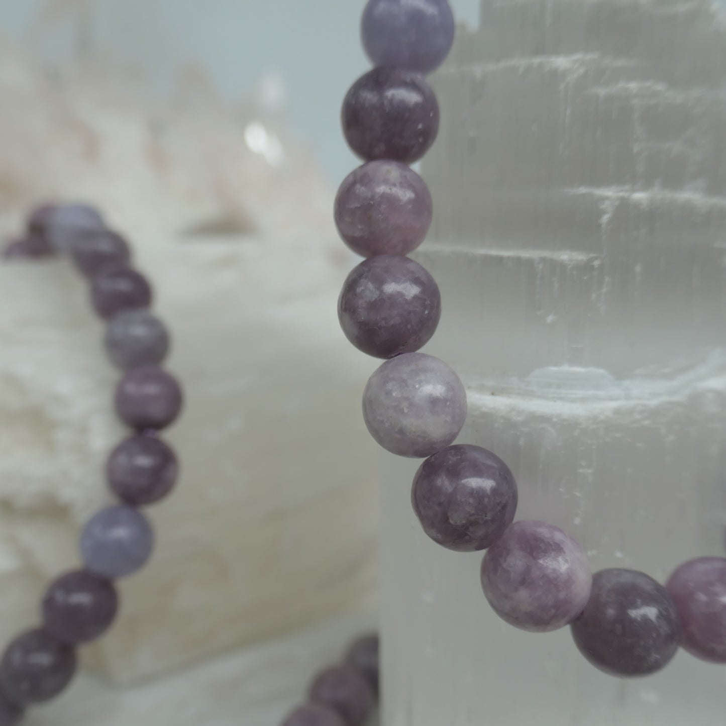 Lepidolite Bead Bracelet 8mm