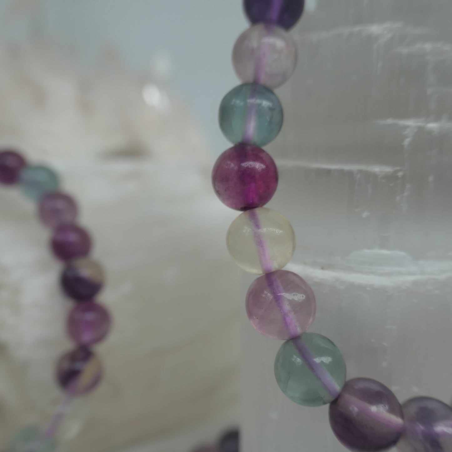 Fluorite bead bracelet 8mm