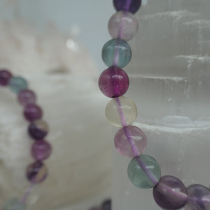 Fluorite bead bracelet 8mm