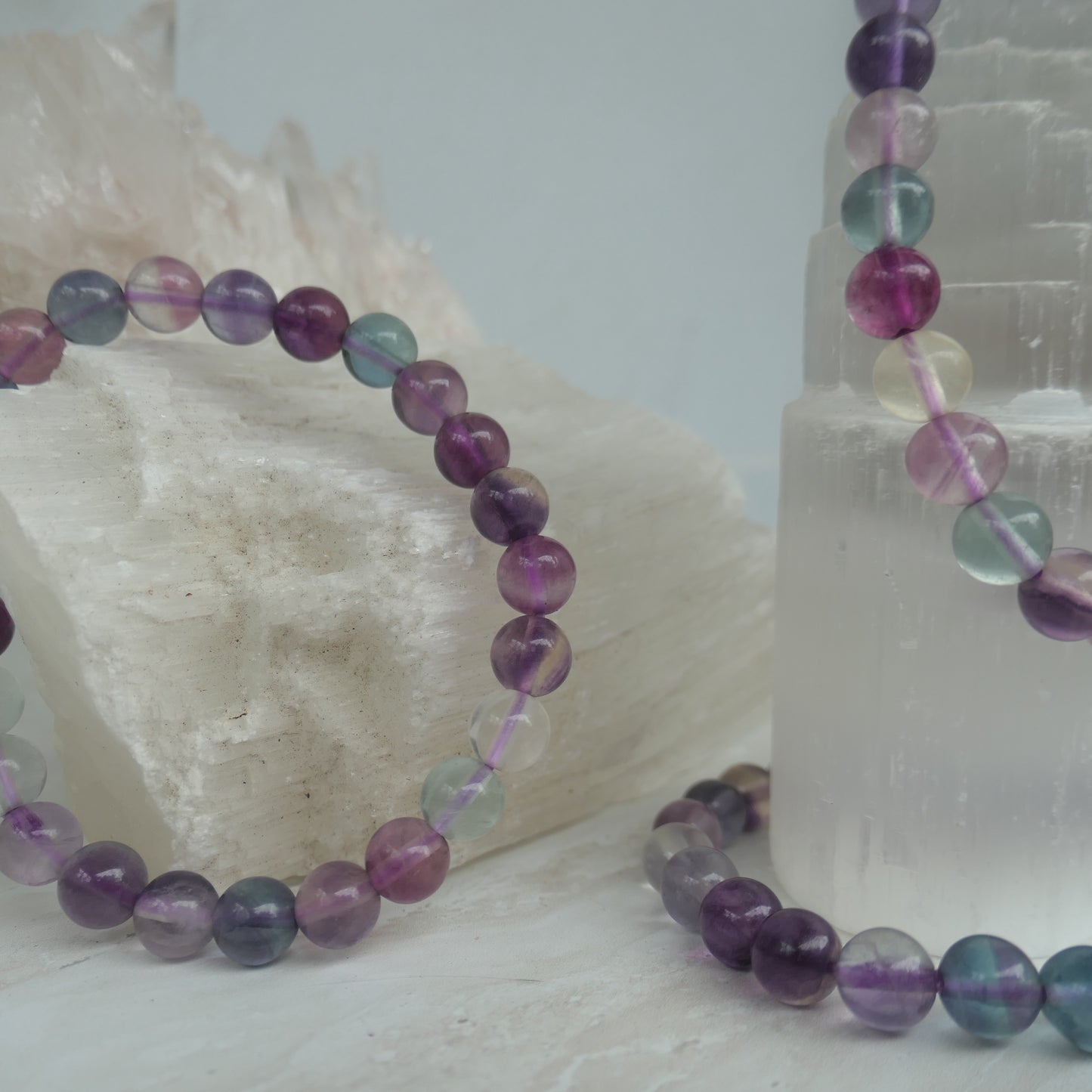 Fluorite bead bracelet 8mm