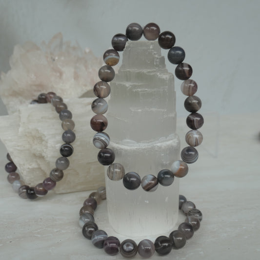Botswana Agate Bead Bracelet 8mm