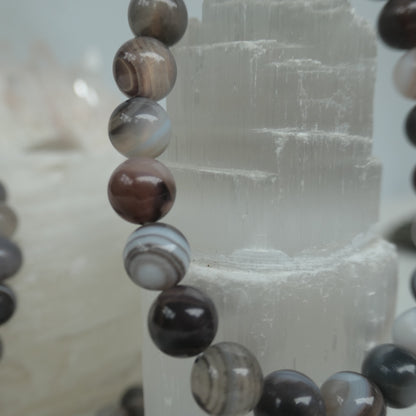 Botswana Agate Bead Bracelet 8mm