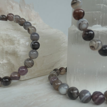 Botswana Agate Bead Bracelet 8mm