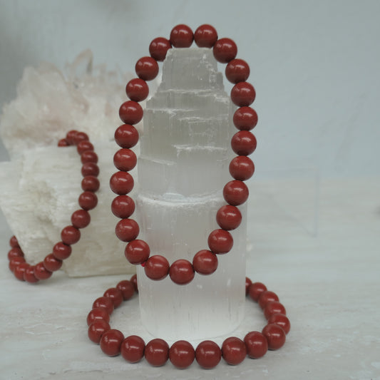 Red Jasper Beaded Bracelet 8mm
