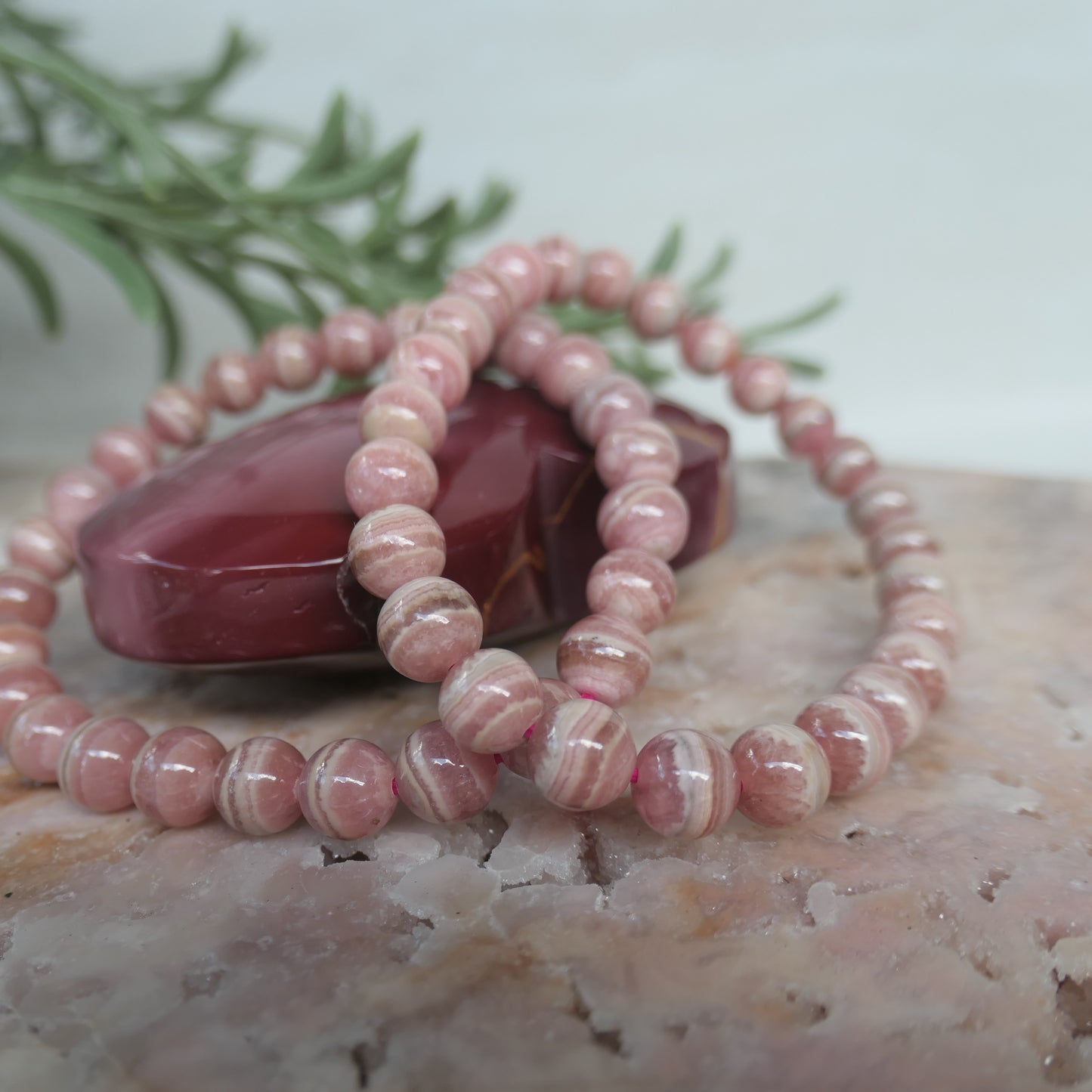 Rhodochrosite Bead Bracelet - 7-8mm