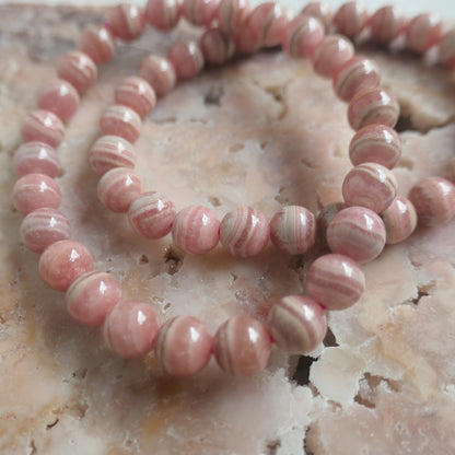 Rhodochrosite Bead Bracelet - 7-8mm