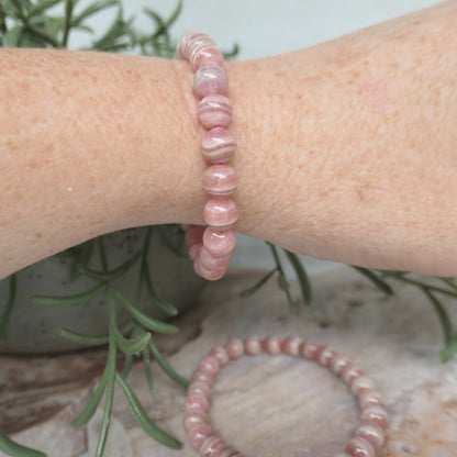 Rhodochrosite Bead Bracelet - 7-8mm