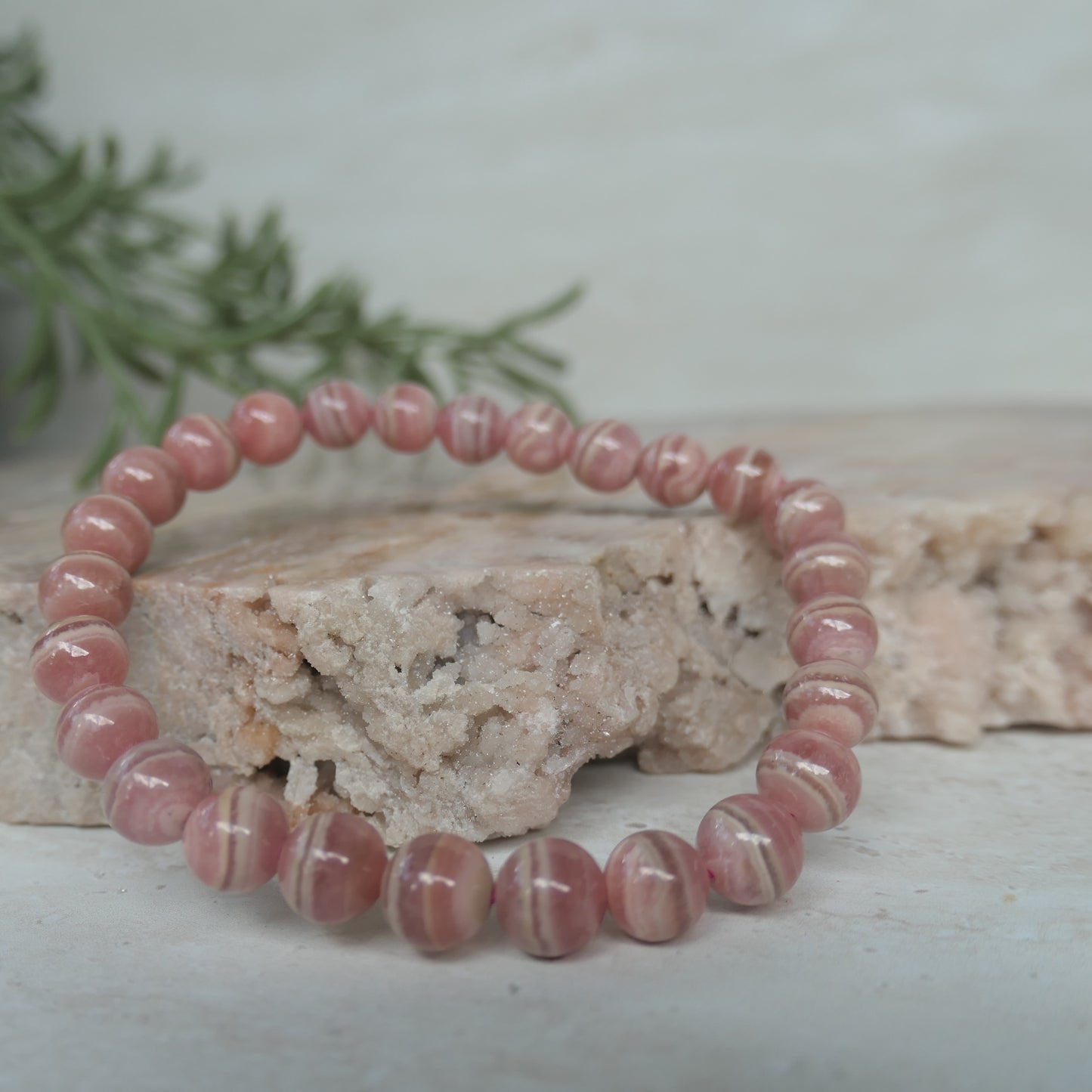 Rhodochrosite Bead Bracelet - 7-8mm