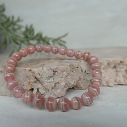 Rhodochrosite Bead Bracelet - 7-8mm