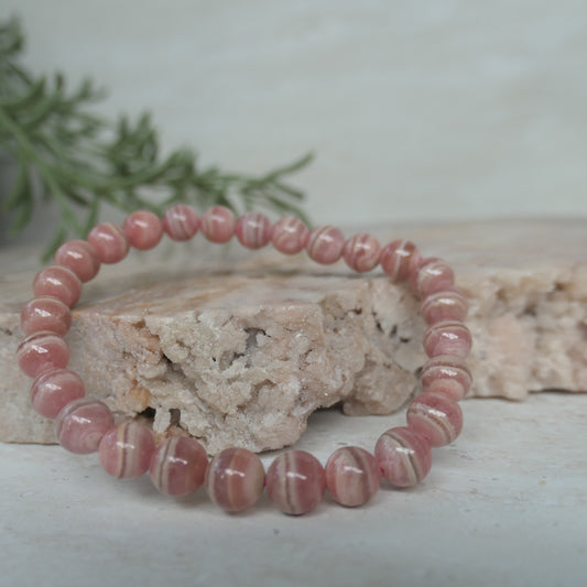 Rhodochrosite Bead Bracelet - 7-8mm