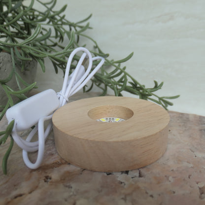 LED USB White Light Wooden Base