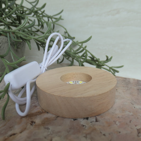 LED USB White Light Wooden Base