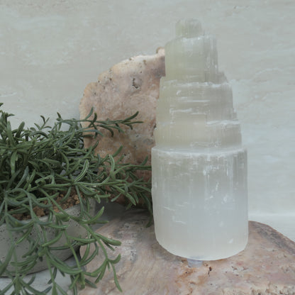 Selenite Tower Lamp -20cm