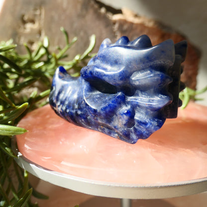 Sodalite Dragon Head Carving