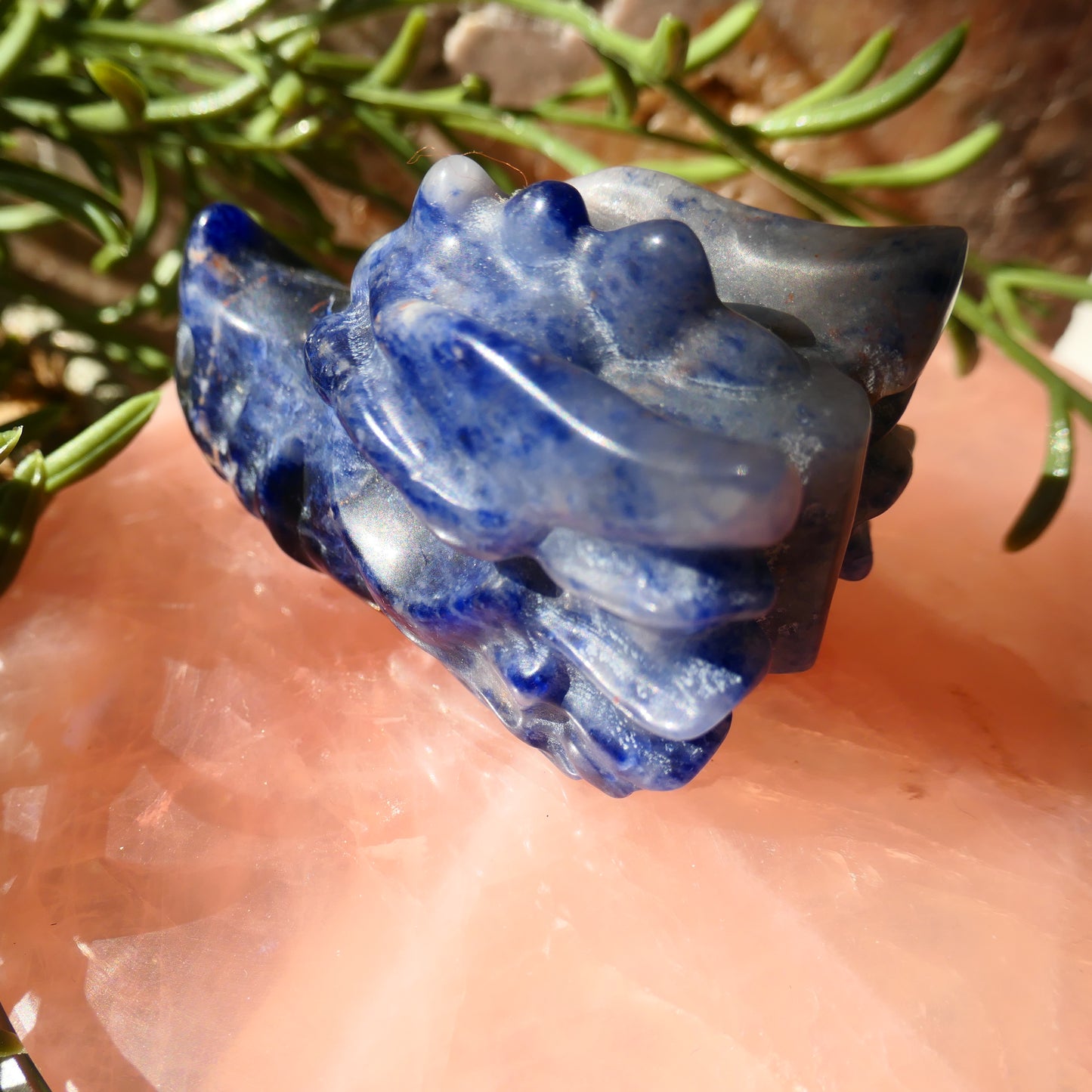Sodalite Dragon Head Carving