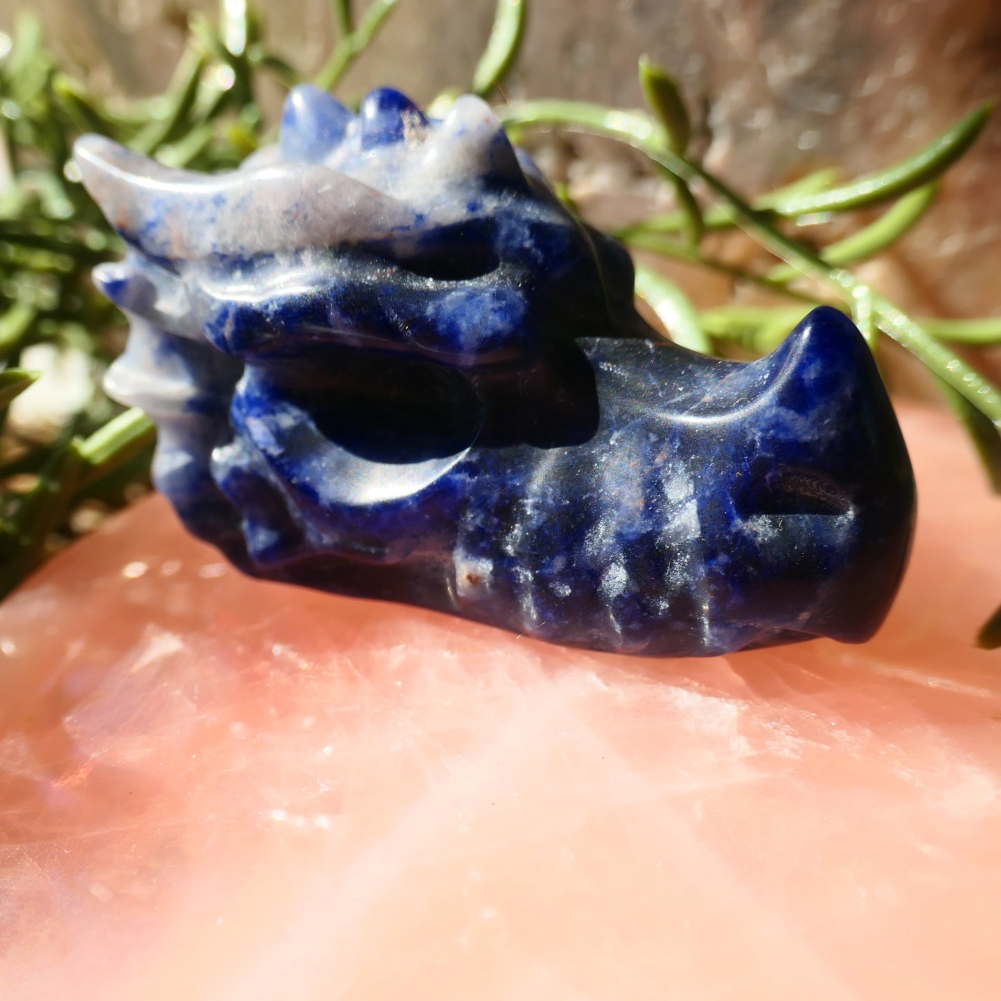 Sodalite Dragon Head Carving