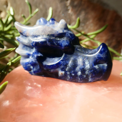 Sodalite Dragon Head Carving