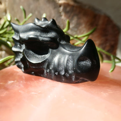 Black Obsidian Dragon Head Carving