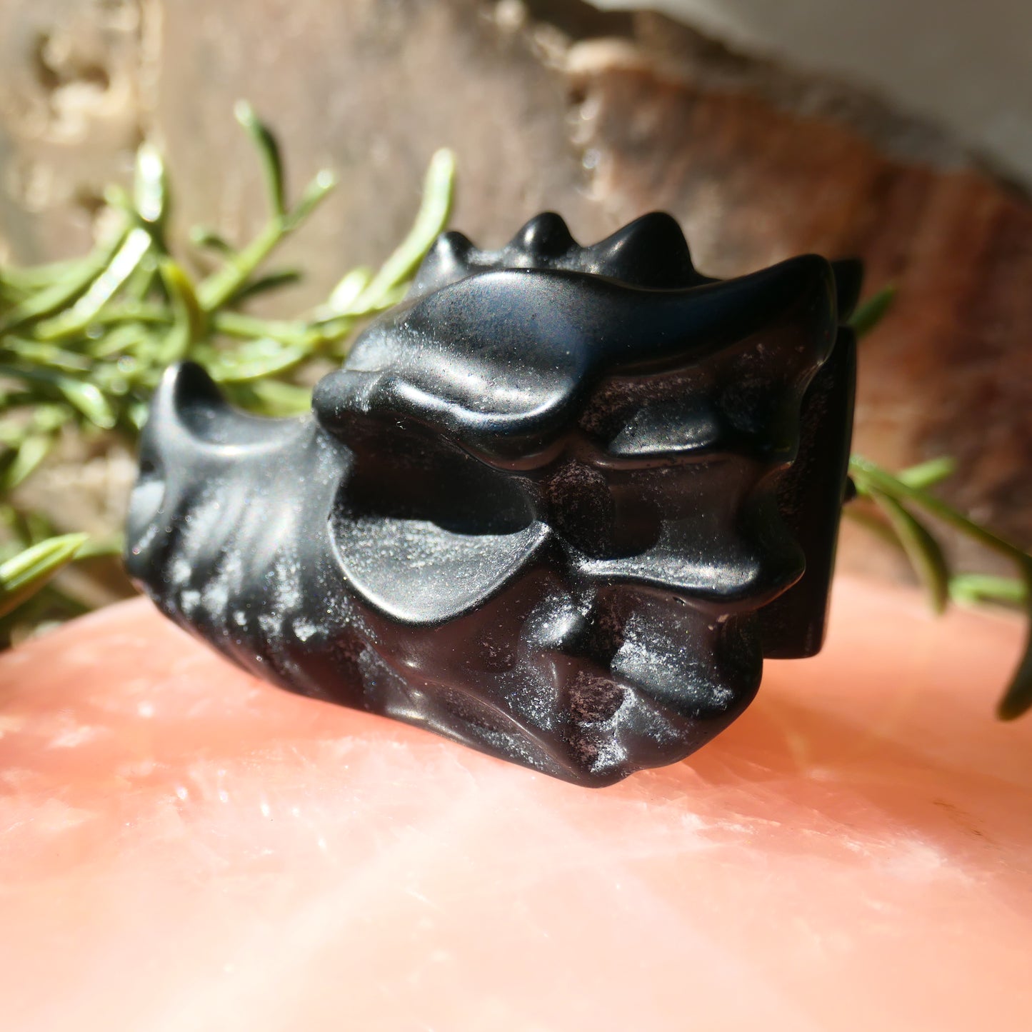 Black Obsidian Dragon Head Carving