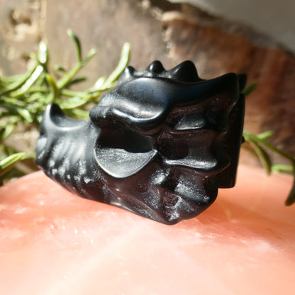 Black Obsidian Dragon Head Carving