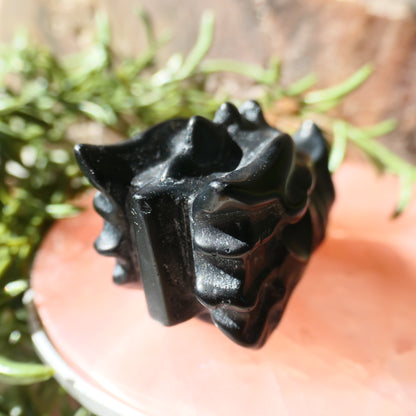 Black Obsidian Dragon Head Carving