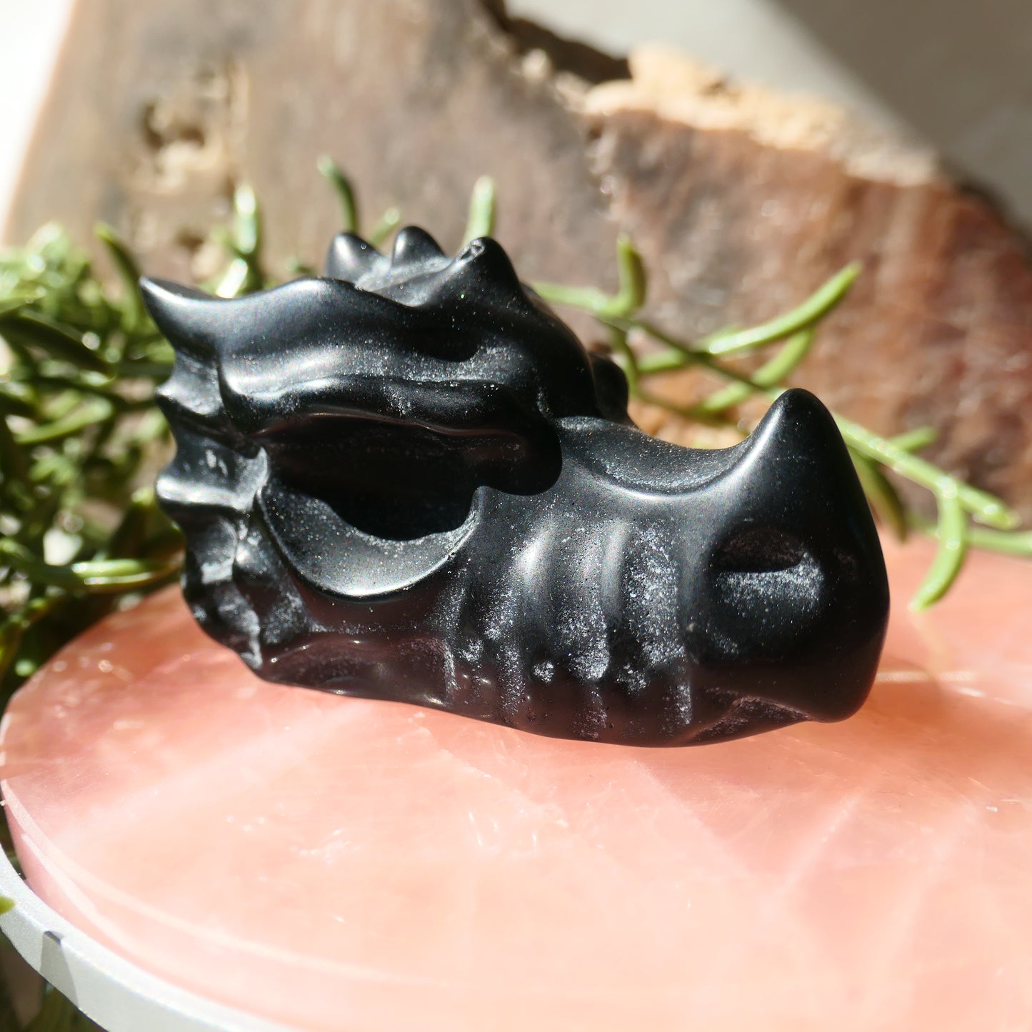 Black Obsidian Dragon Head Carving