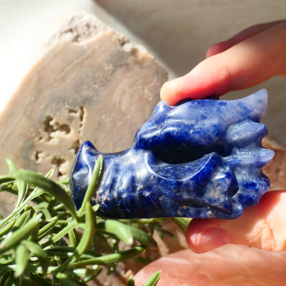 Sodalite Dragon Head Carving