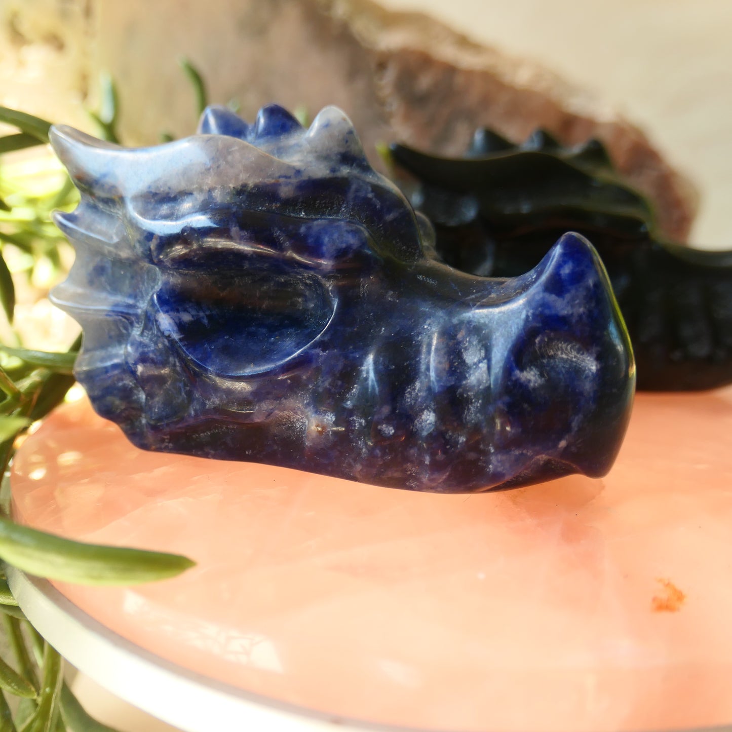 Sodalite Dragon Head Carving