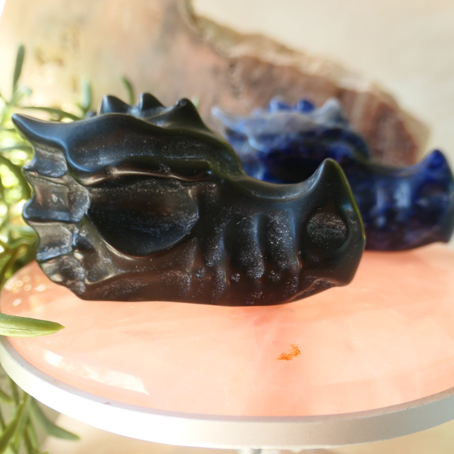 Black Obsidian Dragon Head Carving