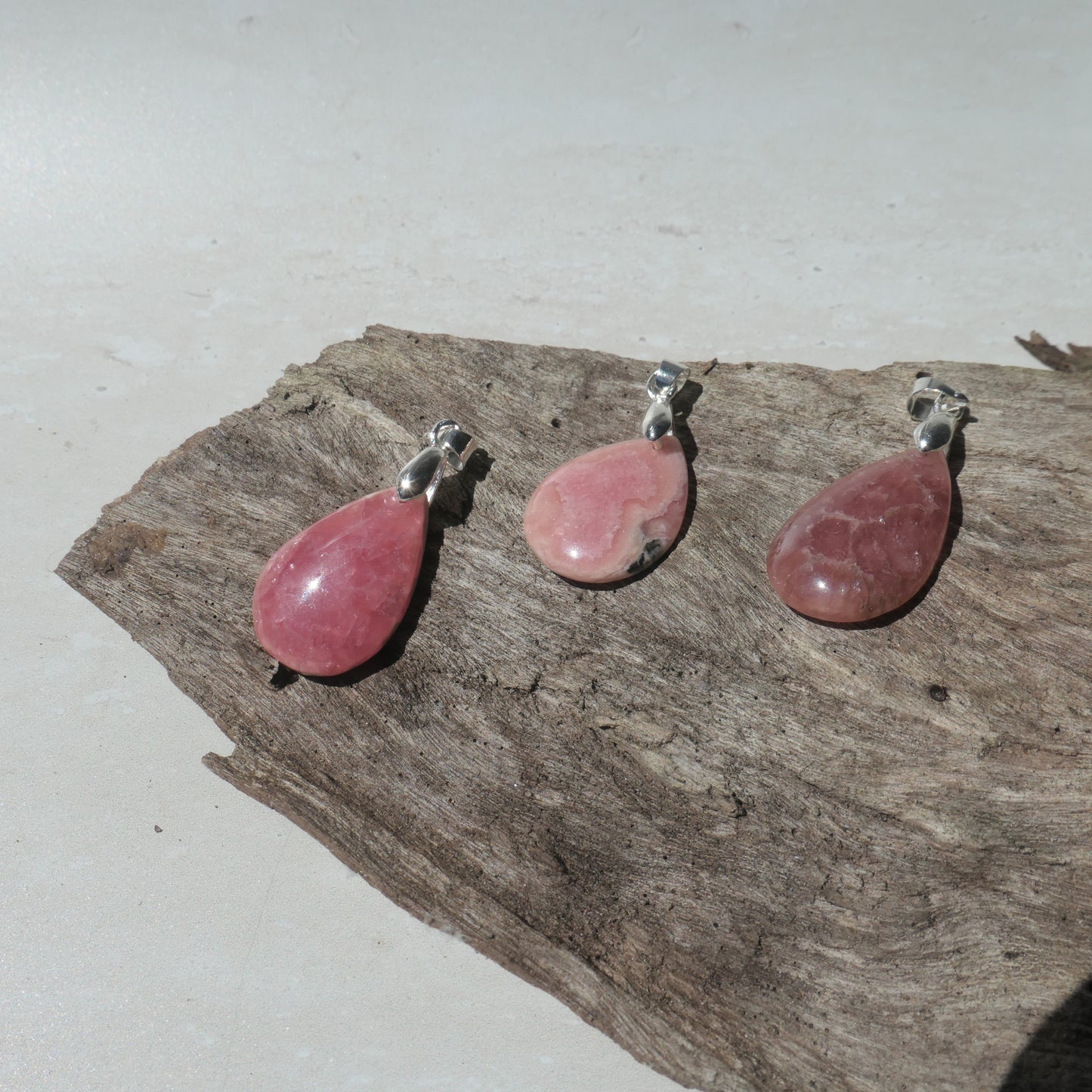 Rhodochrosite Teardrop Pendants