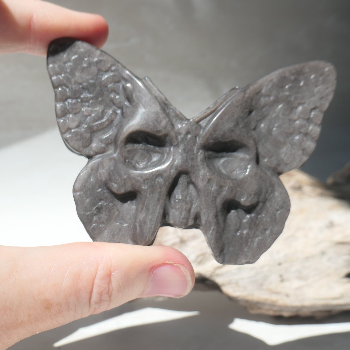 Silver Sheen Obsidian Death Moth