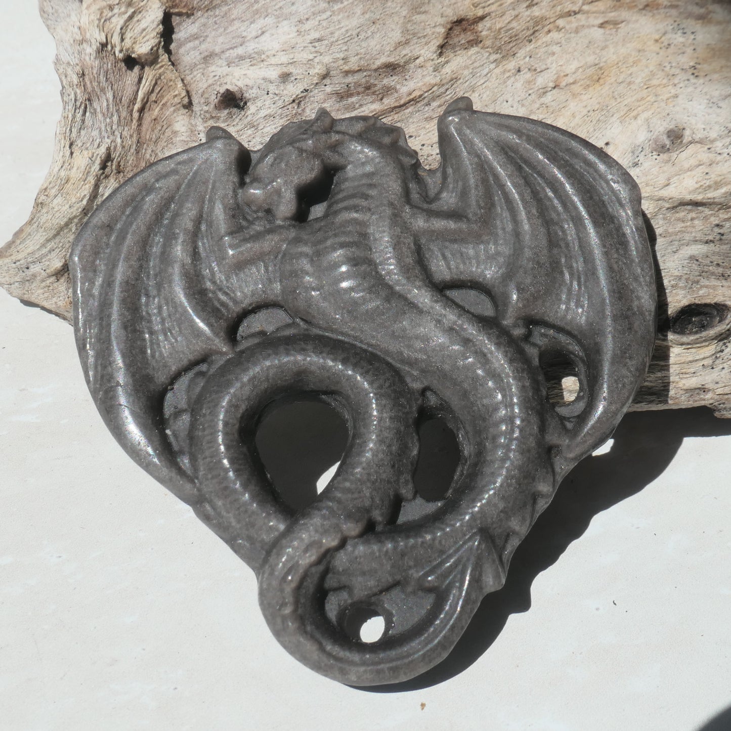 Silver Sheen Obsidian Dragon