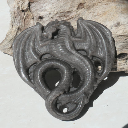 Silver Sheen Obsidian Dragon
