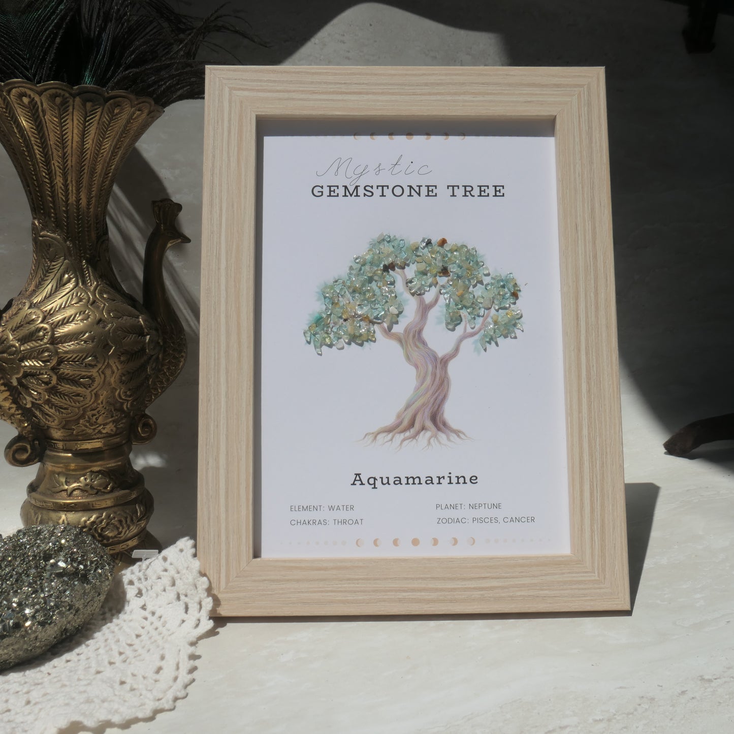 Aquamarine tree of life frame