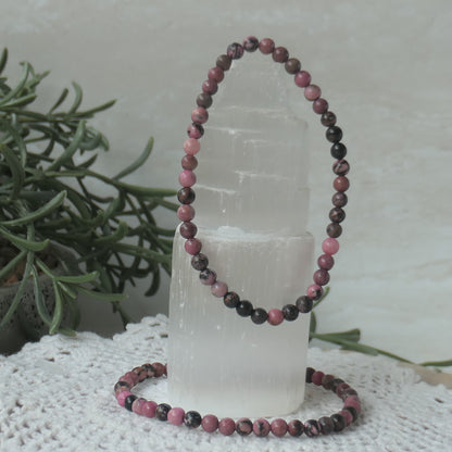 Rhodonite bead bracelet 4mm